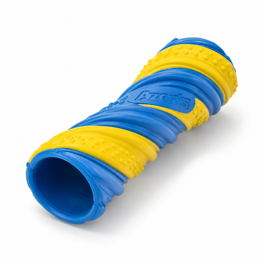 Azorts Interactive Spiral Chew Dog Toy – Durable Textured Rubber Tug & Dental Cleaning Toy for Medium to Large Dogs
