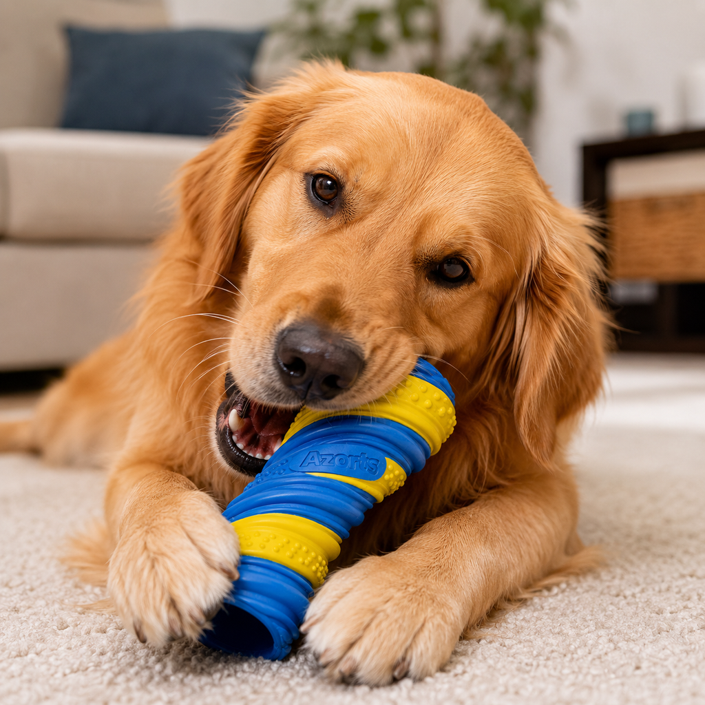 Azorts Interactive Spiral Chew Dog Toy – Durable Textured Rubber Tug & Dental Cleaning Toy for Medium to Large Dogs