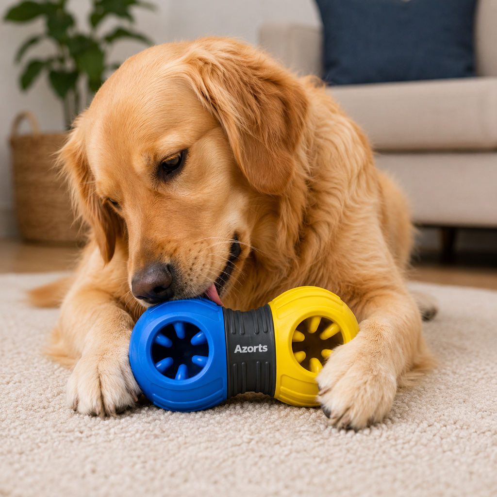 Azorts Interactive Dual-End Chew Dog Toy – Durable Rubber Treat Dispensing & Dental Cleaning Toy for Medium and Large Dogs