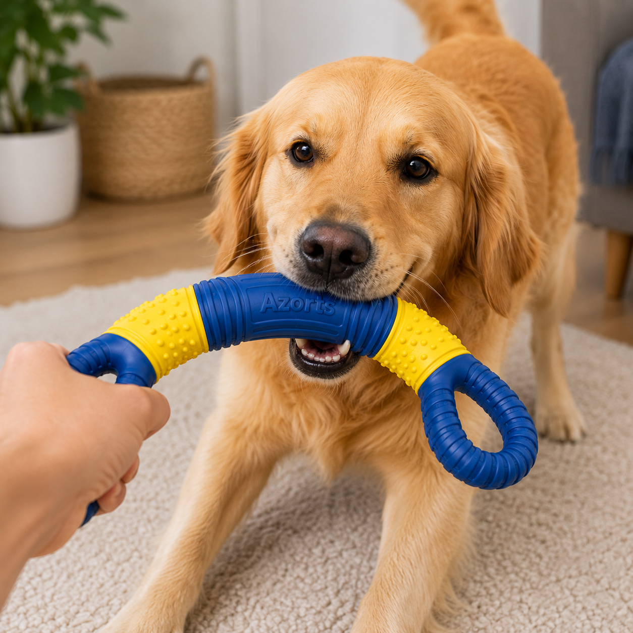 Azorts Interactive Tug Ring Dog Toy – Durable Rubber Pull & Chew Toy for Aggressive Chewers and Active Dogs