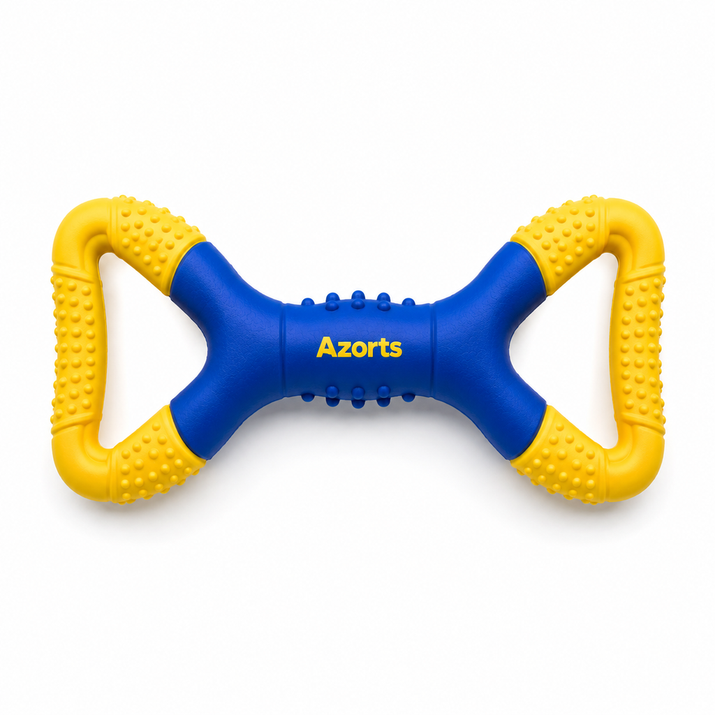 Azorts Interactive Dual-Grip Tug Dog Toy – Durable Rubber Pull & Chew Toy for Medium and Large Dogs
